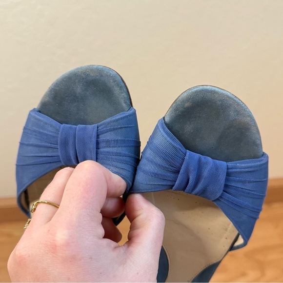 Fendi Flats Sandals Suede & Chiffon Tulle Mesh Ankle Wrap Bow Size EU 37 US 7 - Picture 5 of 11